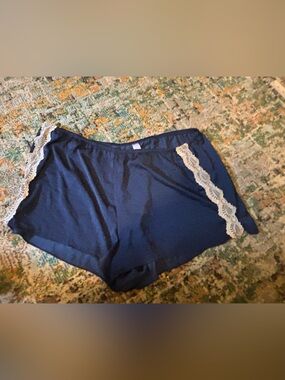 Secret Treasures Navy Sleep Shorts with Cream Lace Trim